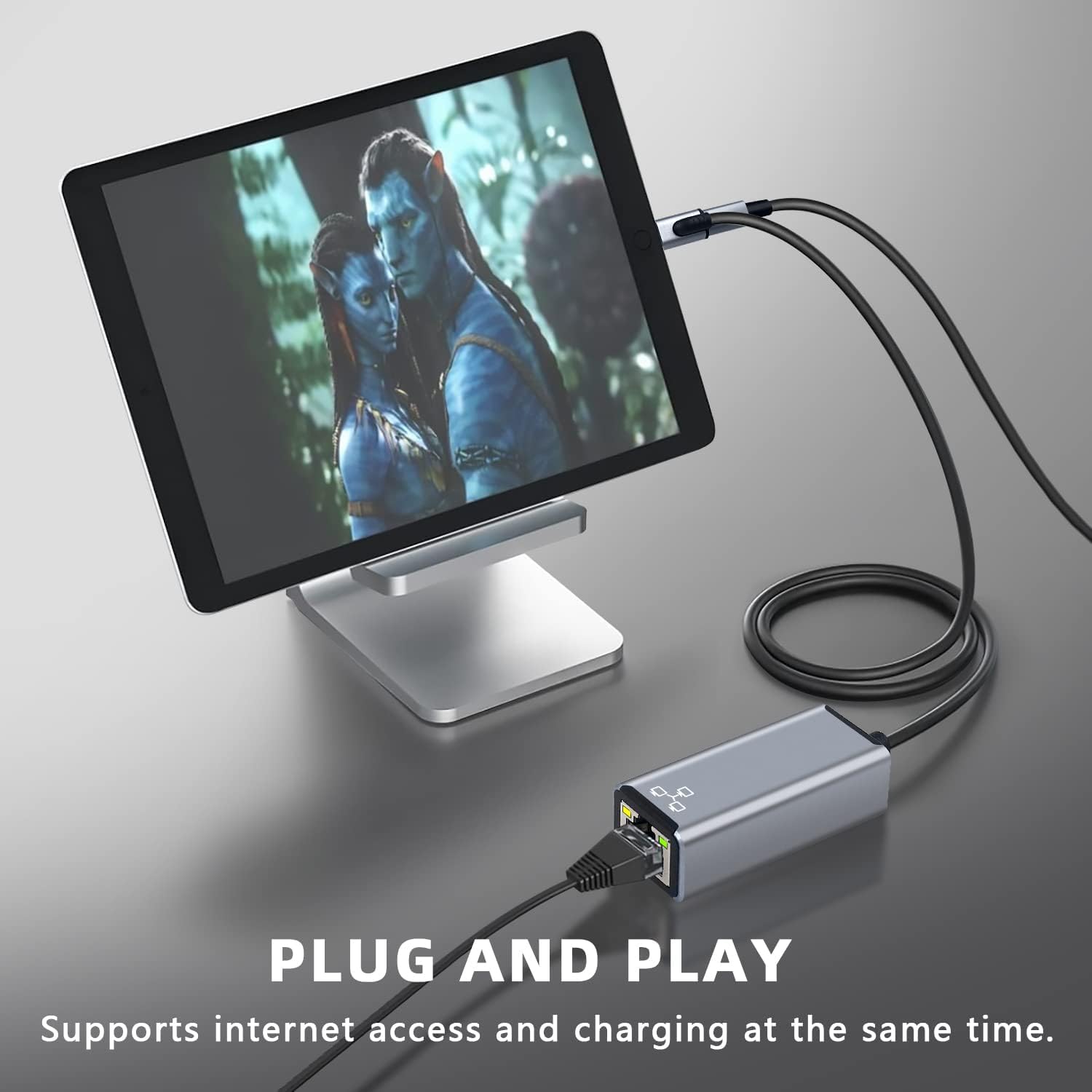 Adattatore da Lightn1ing a Ethernet,100Mbps RJ45 con porta di ricarica,compatibile con i-Phone/i-Pad/i-Pod