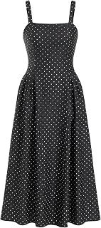 CIDER Women's Polka Dot Square Neck Sleeveless Midi A-Line Dress - Summer Casual Elegant Fit