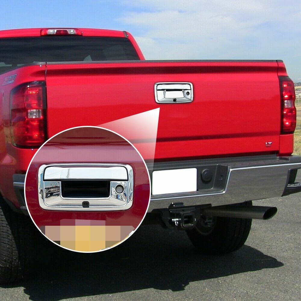 HDNAHEQ Chrome Trunk Tailgate Handle Camera Cover Trim Accessories Rear for Chevy for Silverado 1500 2014-2017,for GMC for Sierra 1500 2014-2017 2pc RT-TCZ20211348