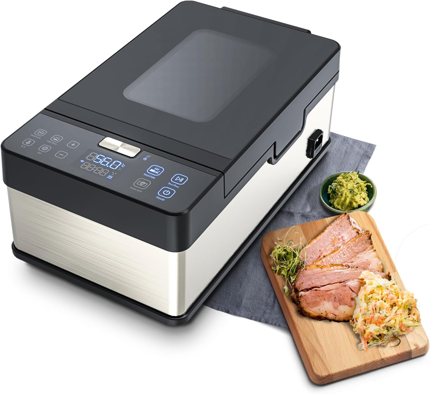 The Space Máquina para Cocinar al Vacío sin Bolsas | Neovide NSV100 Sella, Cocina Sous Vide y Marina todo en 1 con App de Control y Sonda Incorporada | Capacidad 3L, 46,7x26,3x20,8cm, 650W | Con sonda integrada, sabor preservado, forma y textura, ideal pa
