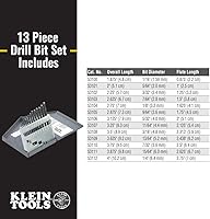 Vista 2 de Klein Tools 53002 Juego de brocas de punta regular, 13 piezas, fabricado en Estados Unidos