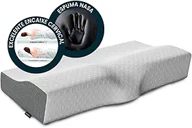 Travesseiro Cervical NASA - Coluna Relax - Suporte Ergonômico com Carvão Ativado e Elevação Lateral para Suporte Adicional