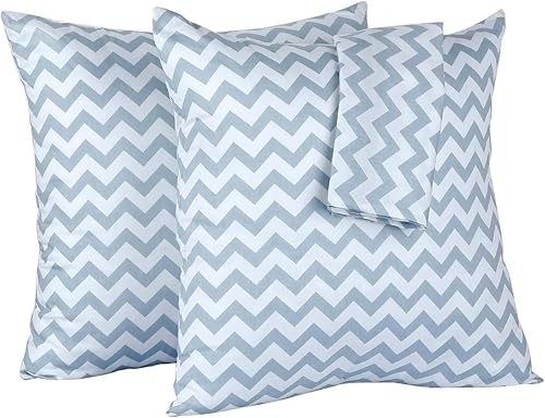 Rockcloud Juego de 2 fundas de almohada cuadradas decorativas 100% algodón con ondas geométricas para sofá, dormitorio, automóvil, 18 x 18 pulgadas,