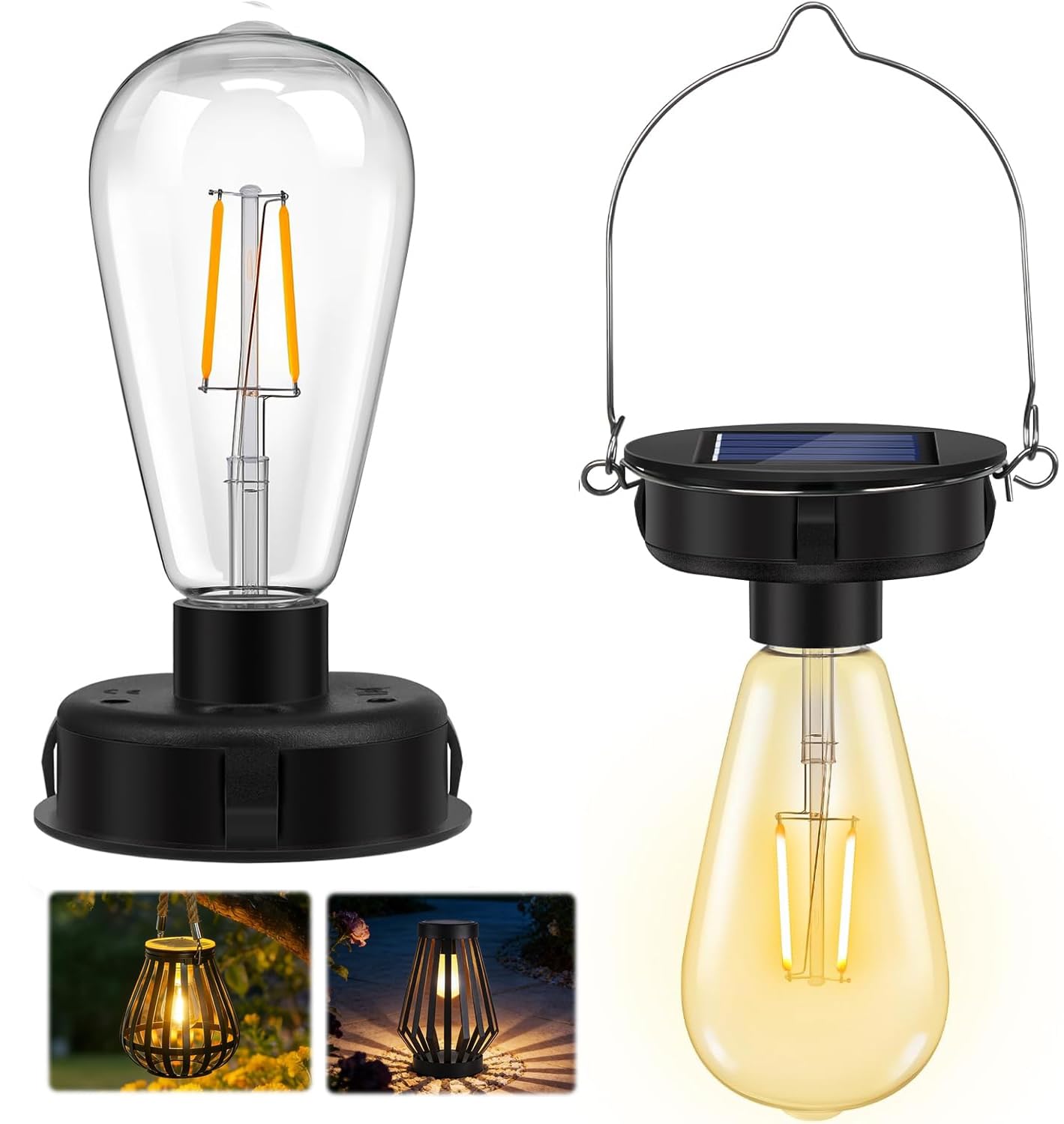 LINNIW Solar Light Bulb 2 Pack, 8cm/3.15in Solar Light Replacement Top Outdoor Light Bulbs, Waterproof Hanging Solar Light Bulbs for Outdoor Solar Lantern