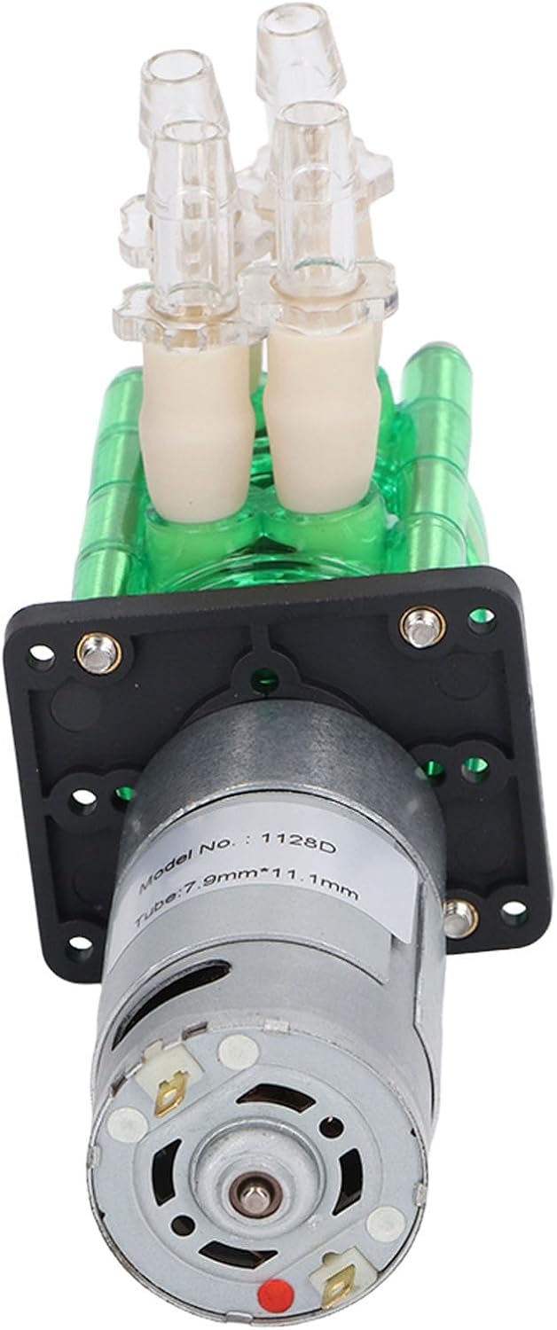 Fafeicy Double Head Peristaltic Pump, Double Head Peristaltic Pump Green Shell Yellow Tubing Large for Metering Pumps (DC24V)