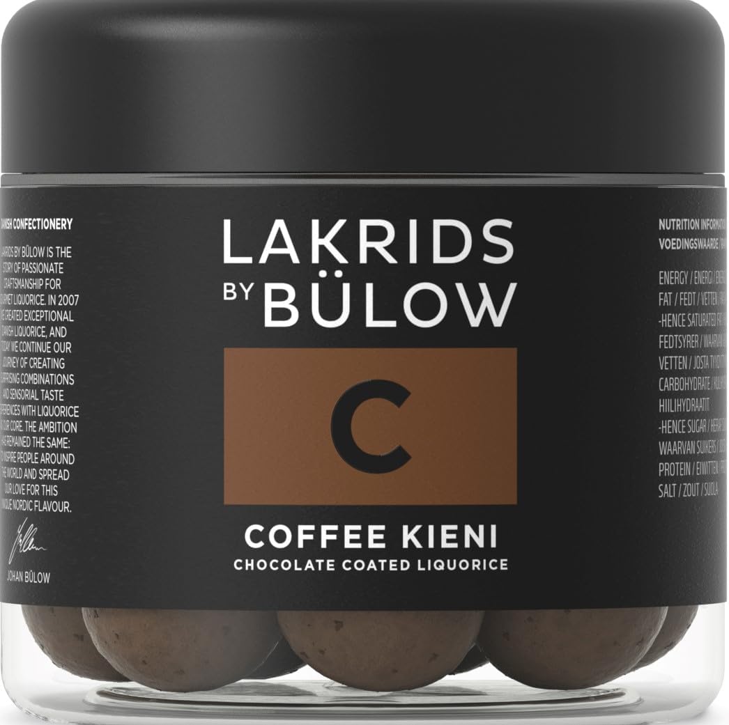 LAKRIDS BY BÜLOW - C - Coffee Kieni - 125g - Chocolate Coated Gourmet Liquorice - Sweet Liquorice Core, Milk Chocolate and Coffee Beans