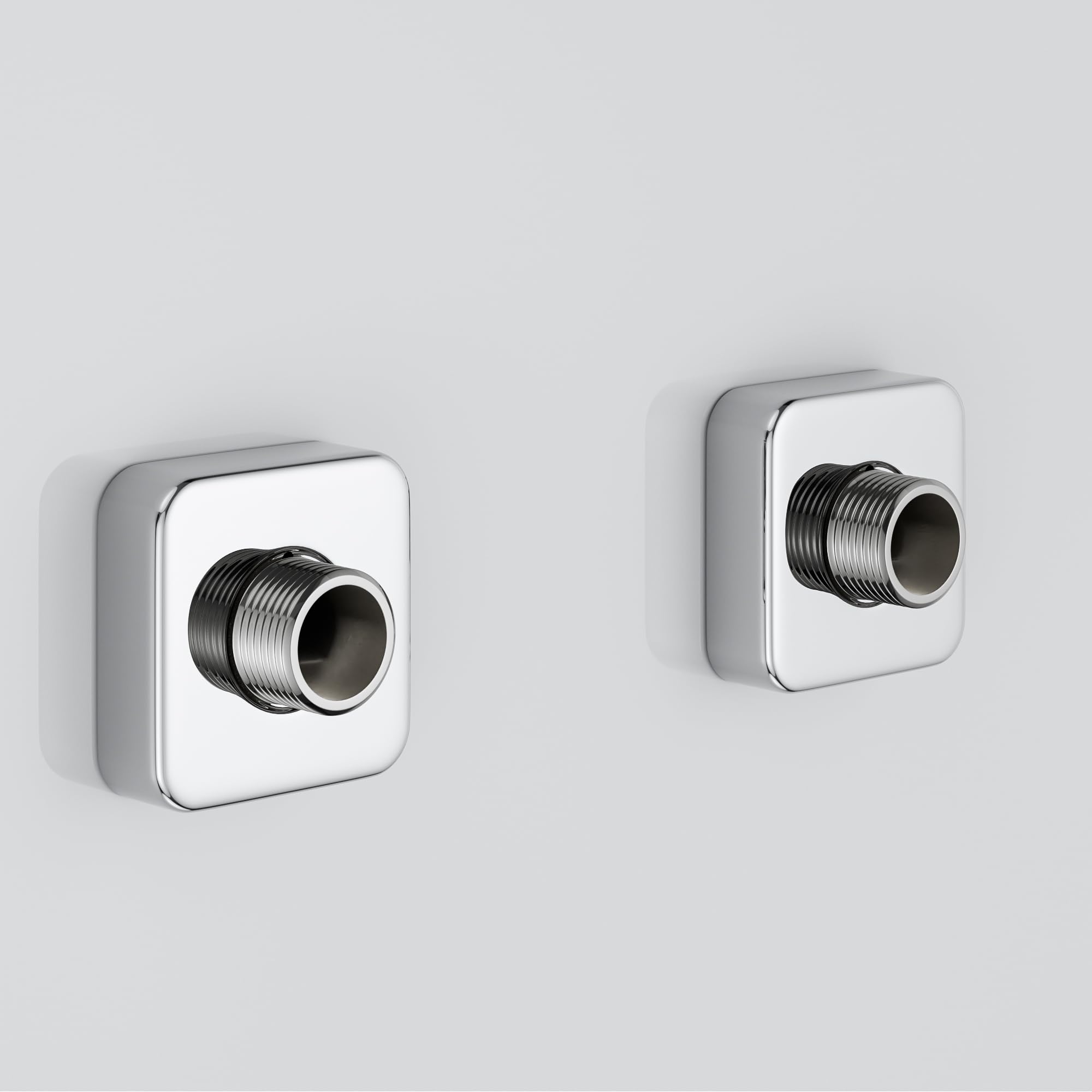 MORADO Cranked 3/4" to 1/2" Connectors Adaptors with Decorative Plates for Wall Mounted Shower Mixer,Chrome,Solid Metal,Square Shape - Image 2