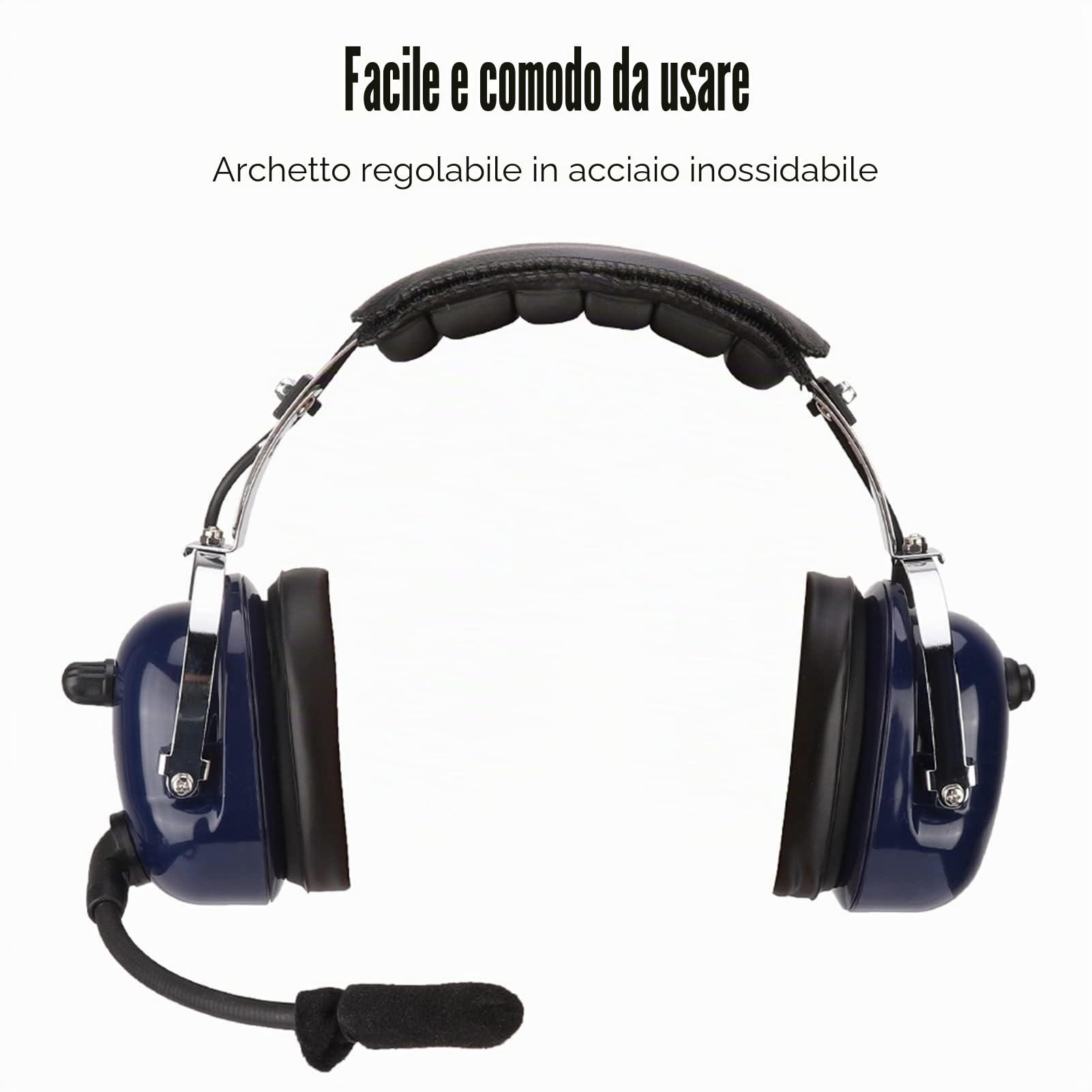 Cuffie Pilota con Riduzione del Rumore da 24 DB Cuffie Aeronautiche a Doppia Presa con Schiuma Antivento, Jack Universale da Chiara
