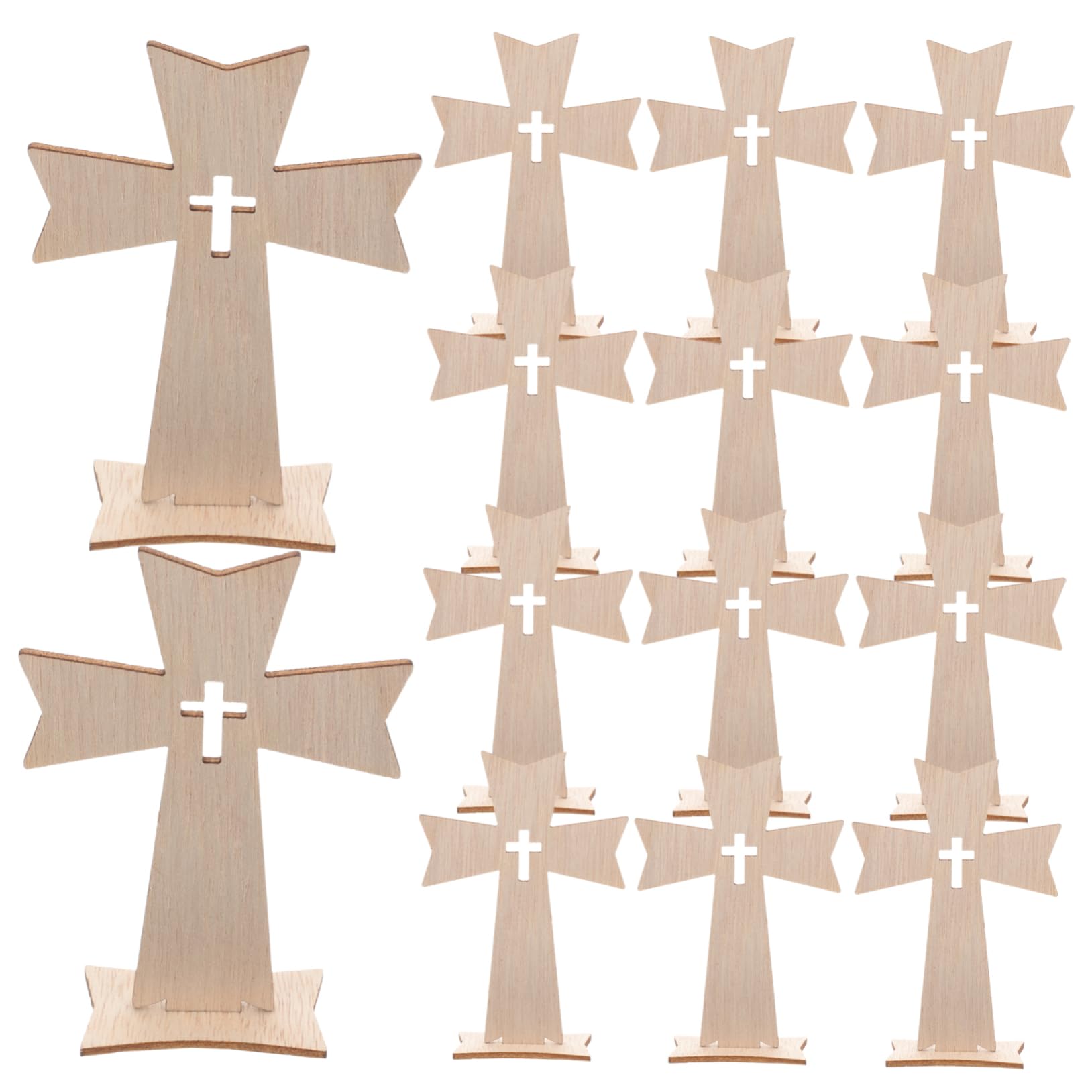 Veemoon 30pcs DIY Unfinished Graffiti Wooden Cross Chips Boys and Girls Hand-Painted Craft Toys Cross Design Wood Slices for Party DIY Supplies and Wall Hanging Pendents Random Style