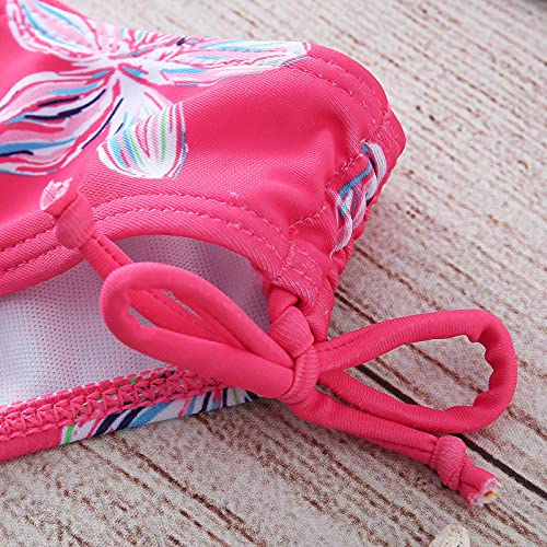 Betadog Girl 2 Piece Swimsuits Bathing Suit High Waist Color Block Bikini Set Swimwear Toddler (Hot Pink, 13-14 Years)2