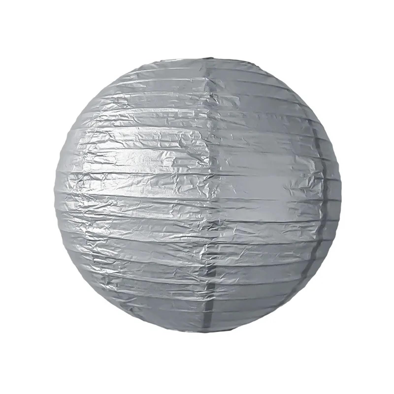 Juego de 10 faroles papel redondos con rayas doradas y plateadas 20, 25 30 cm, for decoración bodas, cumpleaños fiestas(Silver,12inch(30cm))