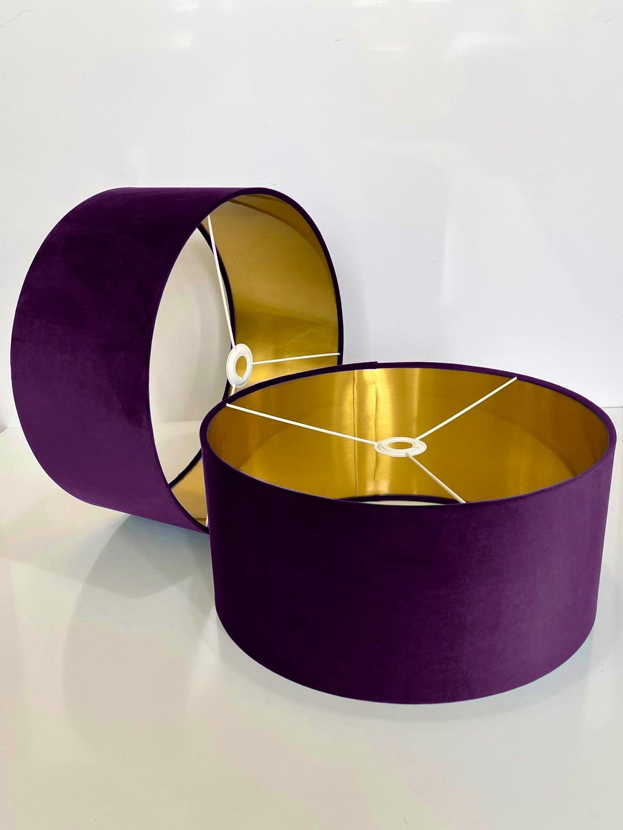 Shades By Woodpecker Plum New Handmade By Order Velvet Drum Lamp Shade Ceiling Shade With Metallic Lining Of Gold,Silver Or Copper Lamp Shades Suitable For Ceiling And Tables