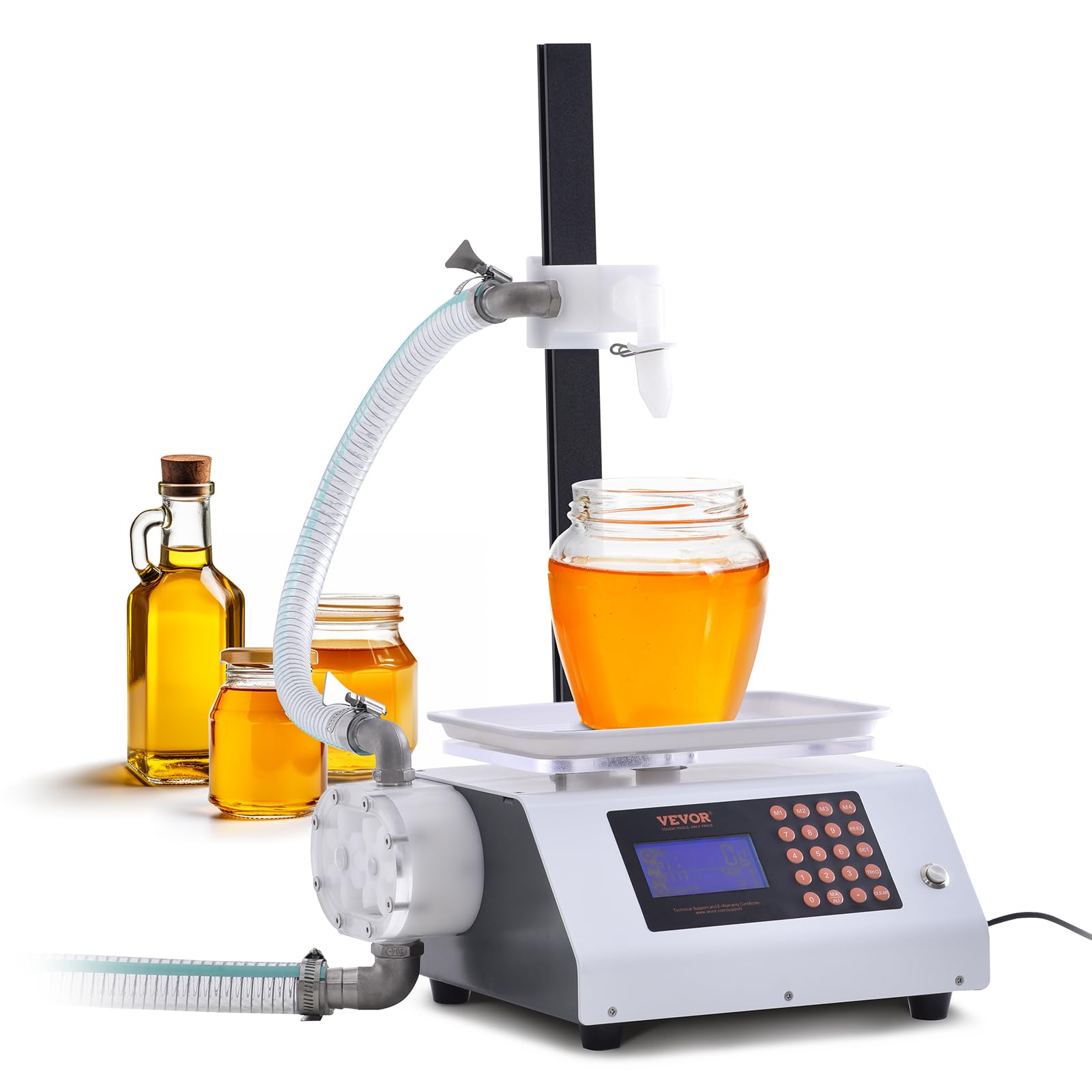 VEVOR Honey Filling Machine 50-5000g,Automatic Weighing Paste Liquid Filler Machine 2L/min Flow Rate,Gear Pump Digital Control Bottle Filling Machine for Pear Syrup,Peanut Butter,High Viscous Liquids