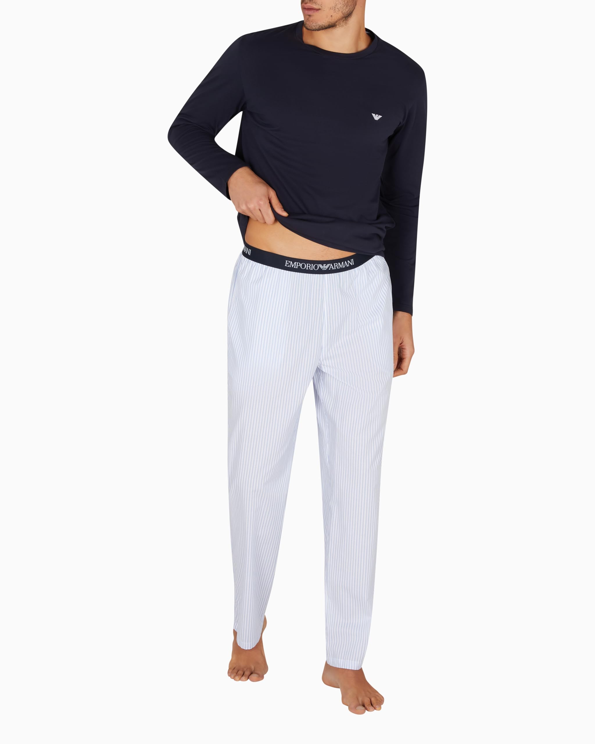 Emporio Armani Yarn Dyed Woven Long Pajamas Pantalone del Pigiama Uomo