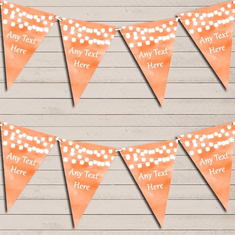 Orange Watercolour Lights Personalised Wedding Day Reception Venue Party Bunting - Hanging Wedding Decoration - Congratulations Just Married Wedding Party Banner Garland | Decorative Wedding Supplies