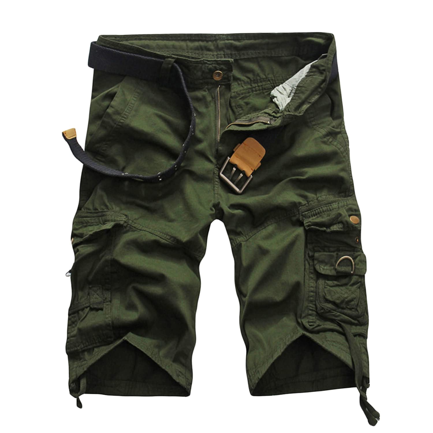 Men's Relaxed Fit Camo Cargo Shorts Lightweight Multi Pocket Outdoor Short Pants Casual Hiking Tactical Shorts (ArmyGreen 1,34)