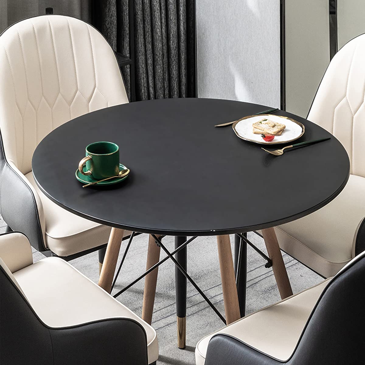 Yourtablecloth Tovaglia Rotonda In Vinile Con Elastico E Retro In Flanella | Stampa Cammello | 36 Cm - 5