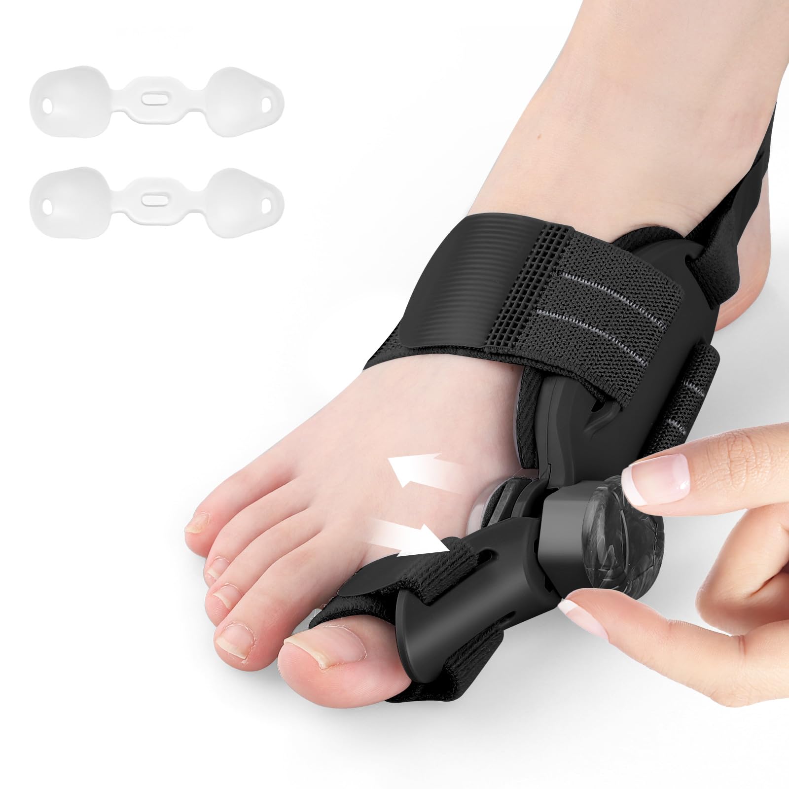 KASHEVI Bunion Corrector for Women & Men Big Toe - Adjustable Bunion Fix with Big Toe Separator for Toes Alignment - Orthopedic Bunions Splint with Straightener for Pain Relief, Hallux Valgus Correction(Black)