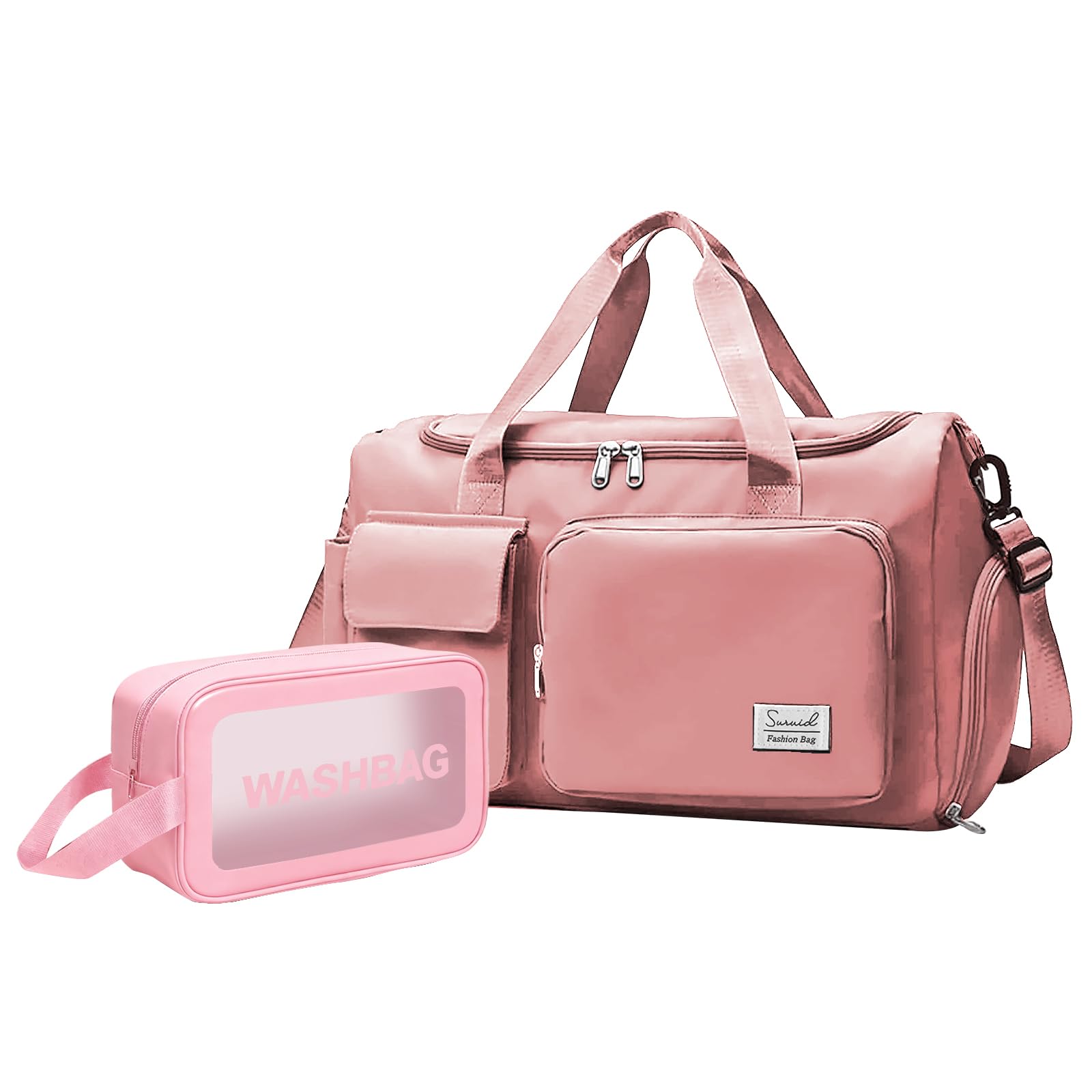 Suruid Gym Bag for Women Men, Travel Duffle Bag Large Capacity Carry On Weekender Bag With Shoe Compartment Gym Tote Dry Wet Separation Duffel Bag