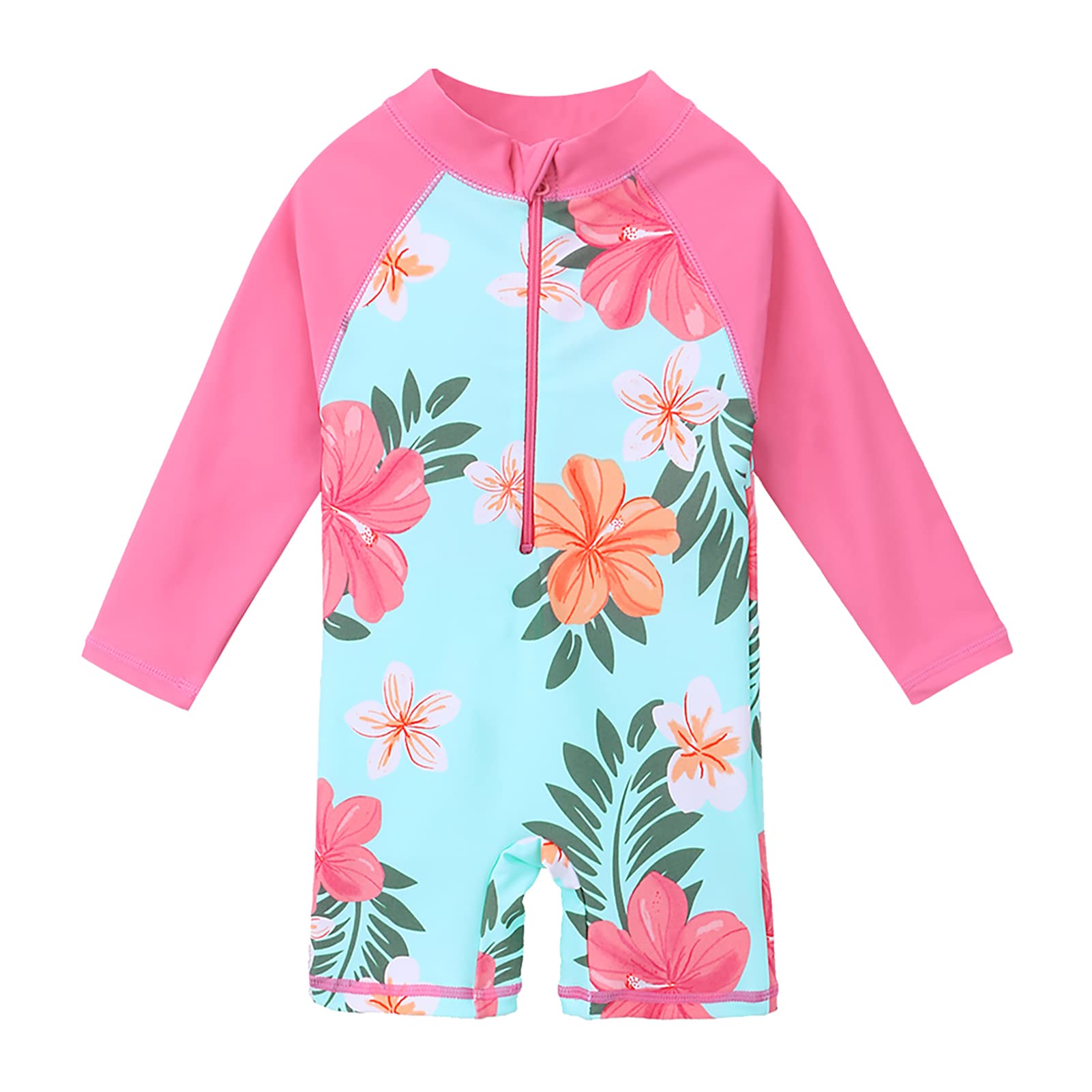 HUAANIUE 1 pieza traje de baño niña bebé anti UV UPF 50+ bebé niña traje de baño de una pieza con cremallera manga larga de 1 mes-6 años