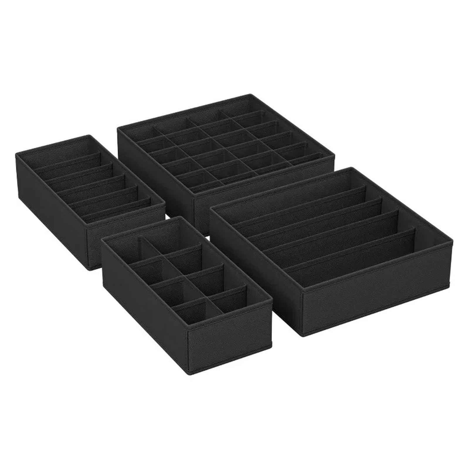 Fjoadnvm Black Drawer Dividers 4Pcs Foldable Drawer Organizer Set Closet Storage System For Bras Socks Ties(Black)