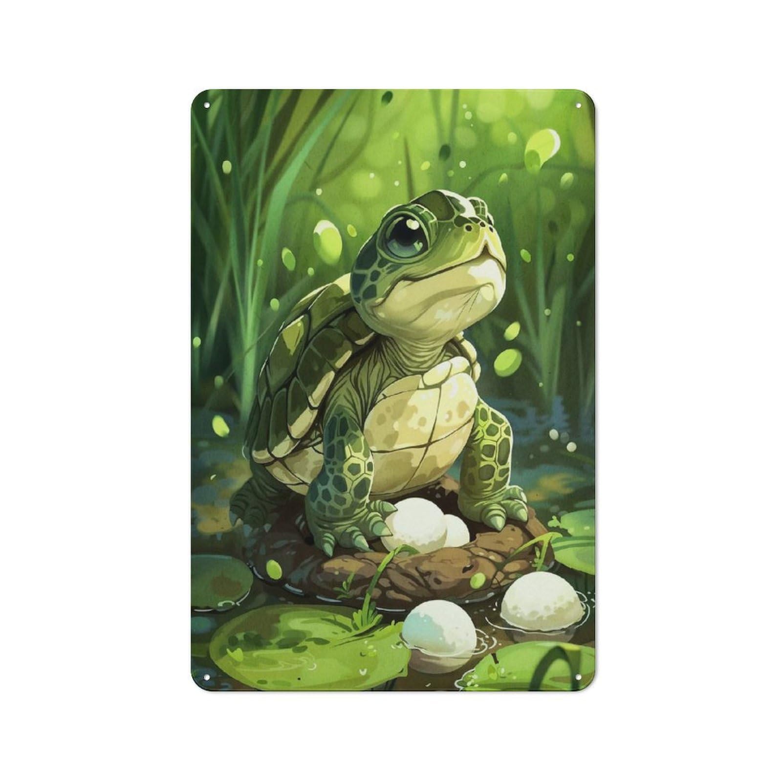 Kitchen Metal Sign with Cute Turtle Design 30x20cm, Cosy Kitchen Wall Decor for Bakery, Diner, Cafe Or Family Room