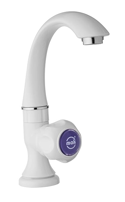 Axtry Pack Of 2 Mak ABS Plastic Water Tap/Pillar Sink Cock Tap for Wash Basin/Piller Plastic Bib Cocke/Kitchen Sink Tap/Bathroom Bibcock for Hot & Cold Water/ (1/2 Inch  15mm) (White)