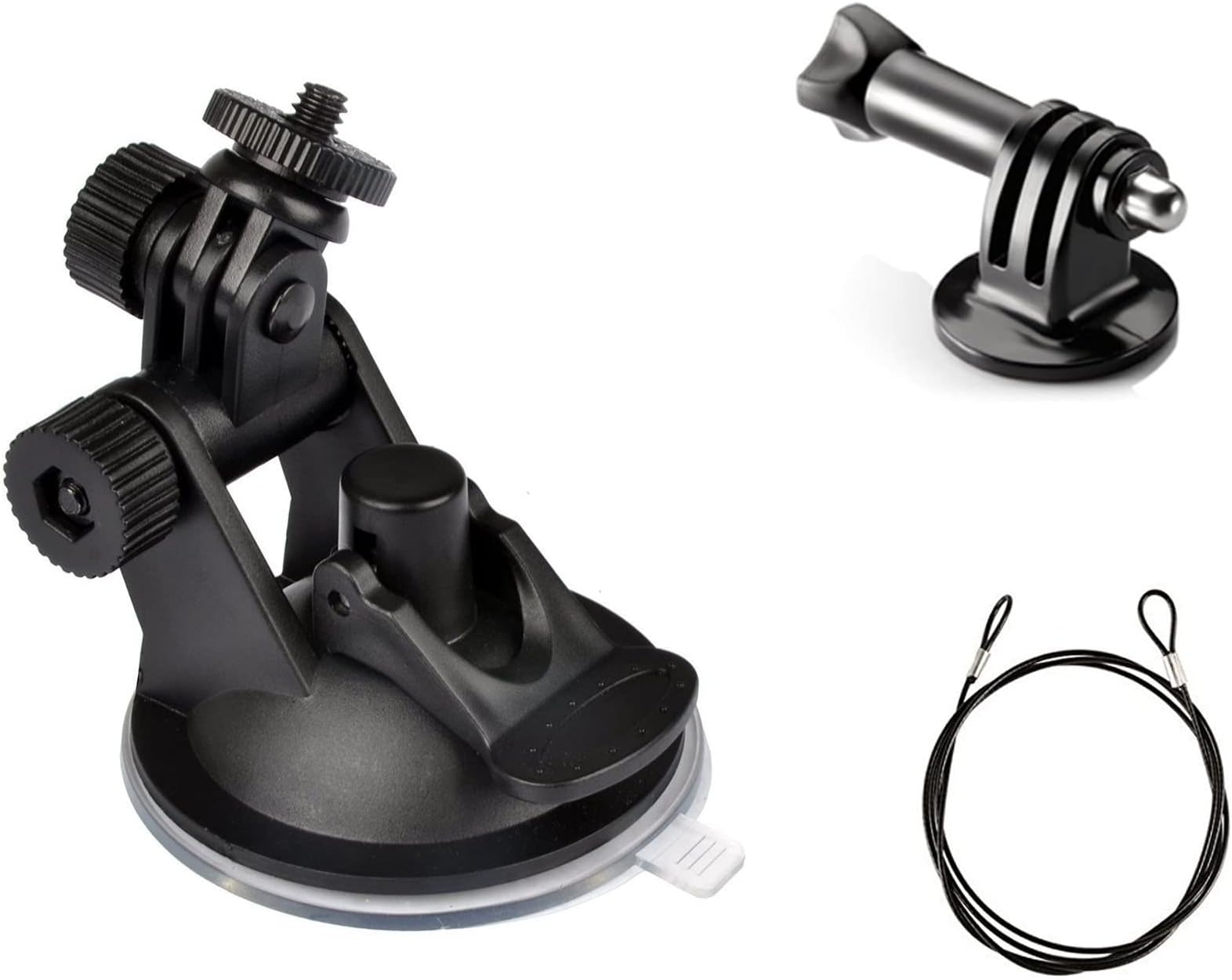 Car Windscreen GPS Suction Cup Mount for Windshield Dash Cam Camera Camcorder Bracket Holder Stand and Lanyard for All Gopros, SJCAM, GeekPro, Xiaomi Yi, 4K and Micro SLR