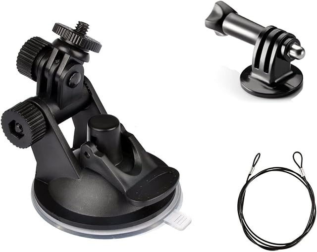 ShipeeKin Car Windscreen GPS Suction Cup Mount for Windshield Dash Cam Camera Camcorder Bracket Holder Stand and Lanyard for all GoPros, SJCAM, GeekPro, Xiaomi Yi, 4K and Micro SLR