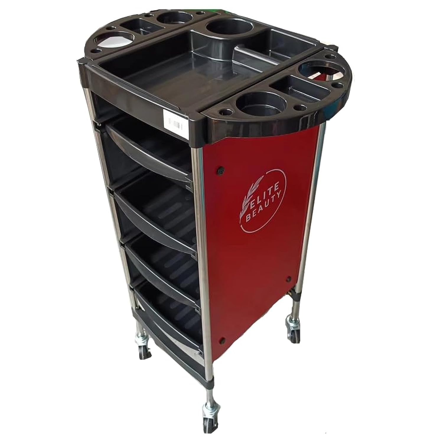 Salon Trolley Cart Division Trolley Red for Home Beauty Salon Barbershop