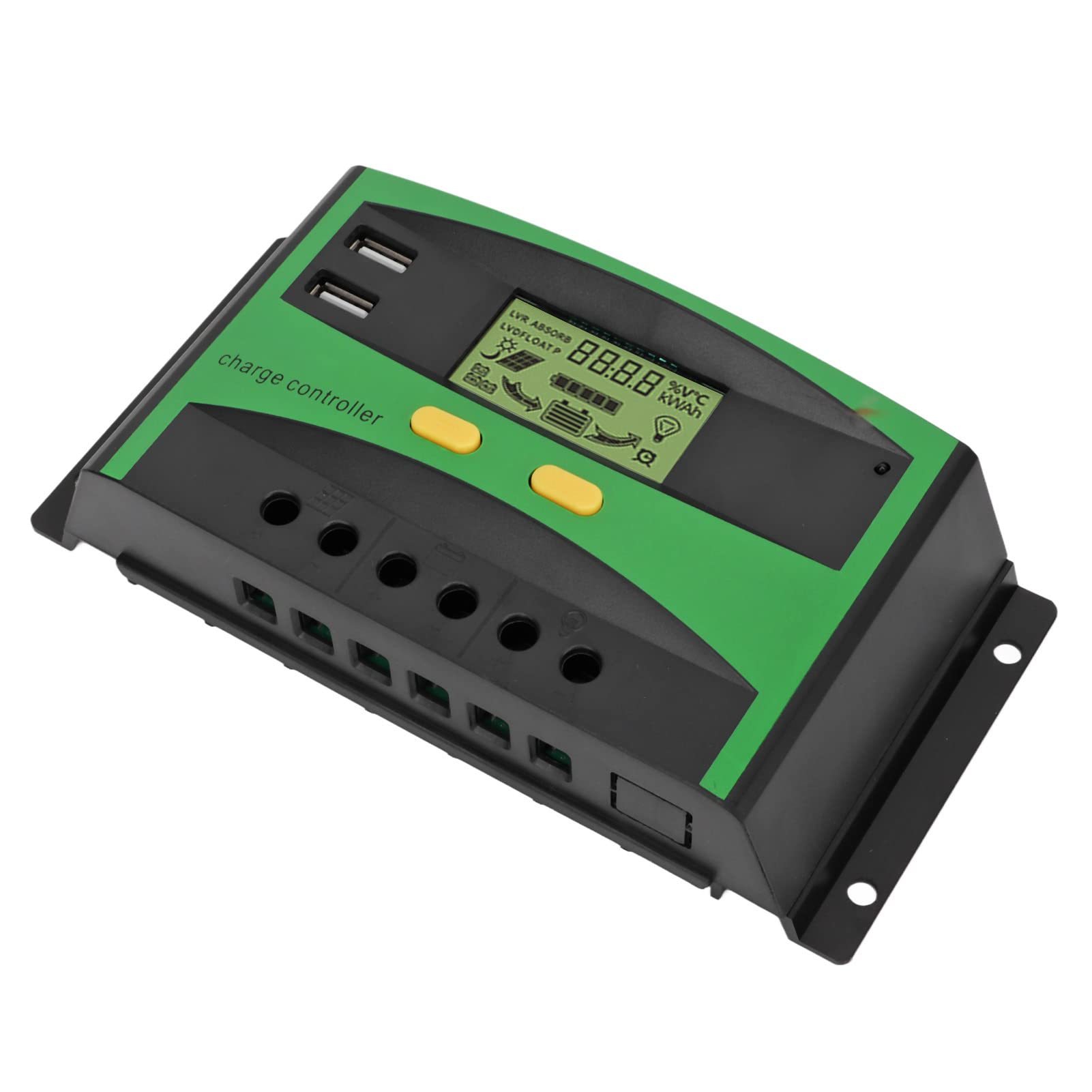 Regolatore di Carica Solare Riconoscimento Automatico Regolatore Intelligente a Doppia Tensione per Sistemi di Energia Solare PVC MG Lega di Alluminio 1 unità (60a-12V/24V)