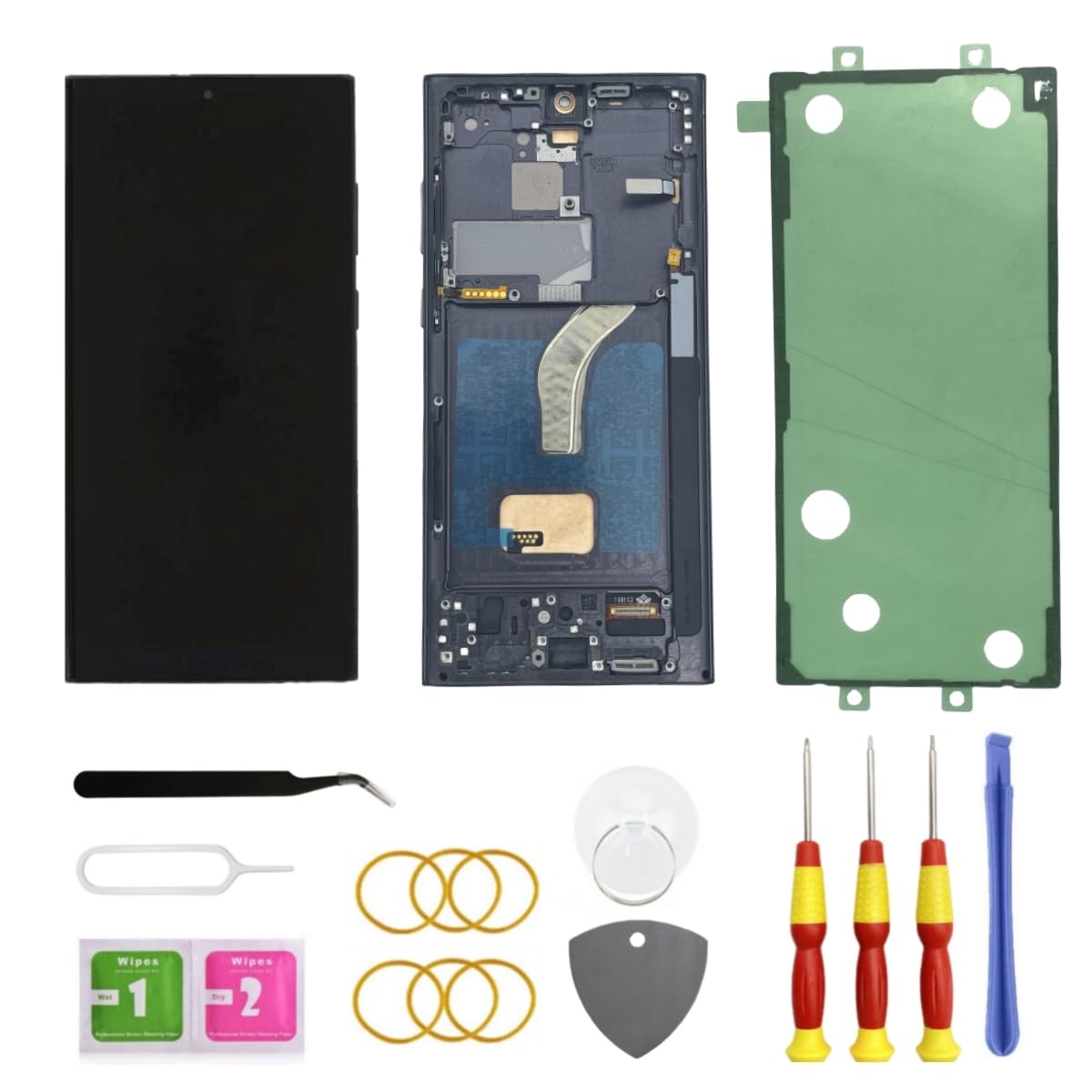 Galaxy S22 Ultra 5G LCD Display Screen Assembly Replacement for Samsung Galaxy S22 Ultra Touch Digitizer Screen with Frame Toolkits S908U S908A US Version Black(Fingerprint is not Supported)