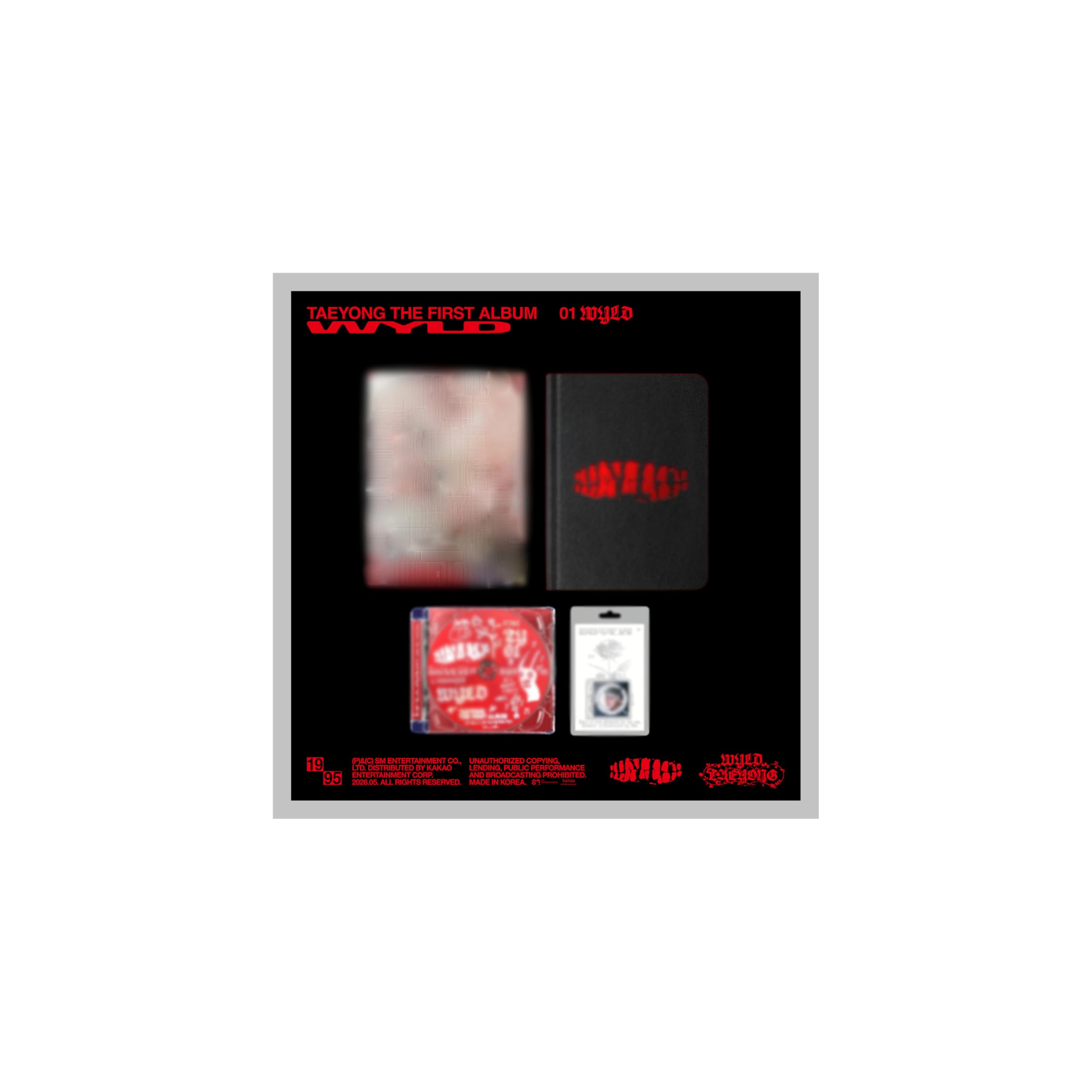 Juego de 4 versiones: 1 libro WYLD + 1 estuche + 1 mini + 1 Zine) 1er álbum de NCT Taeyong WYLD con seguimiento