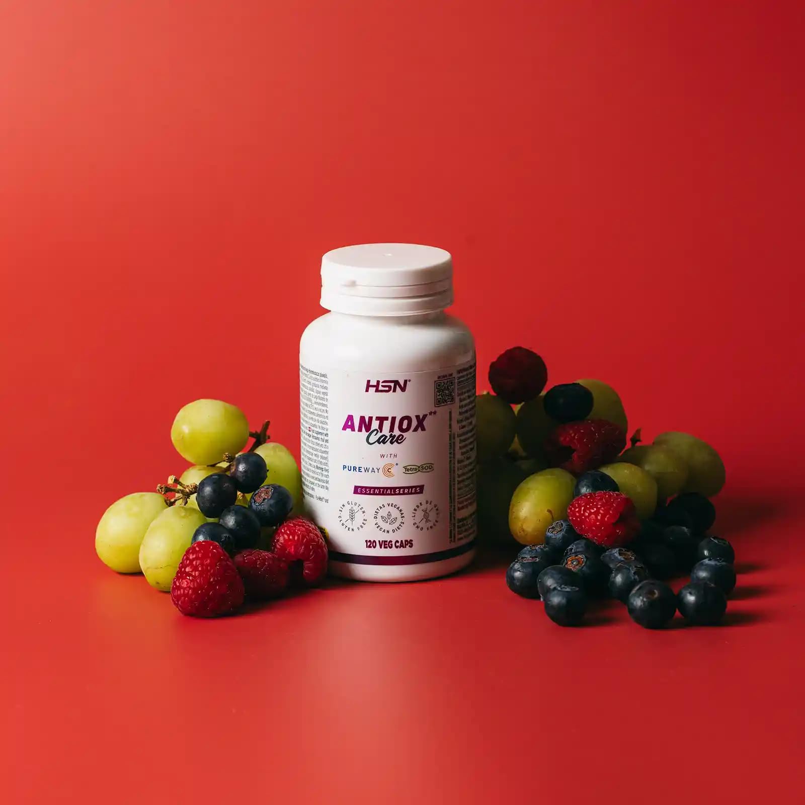 HSN Antiox Care* | 120 Cápsulas Vegetales | Antioxidante Completo: Vitamina E Vitamina C PureWay-C® Astaxantina microencapsulada Tetra-SOD® Selenio | Sin Gluten y Apto Vegano