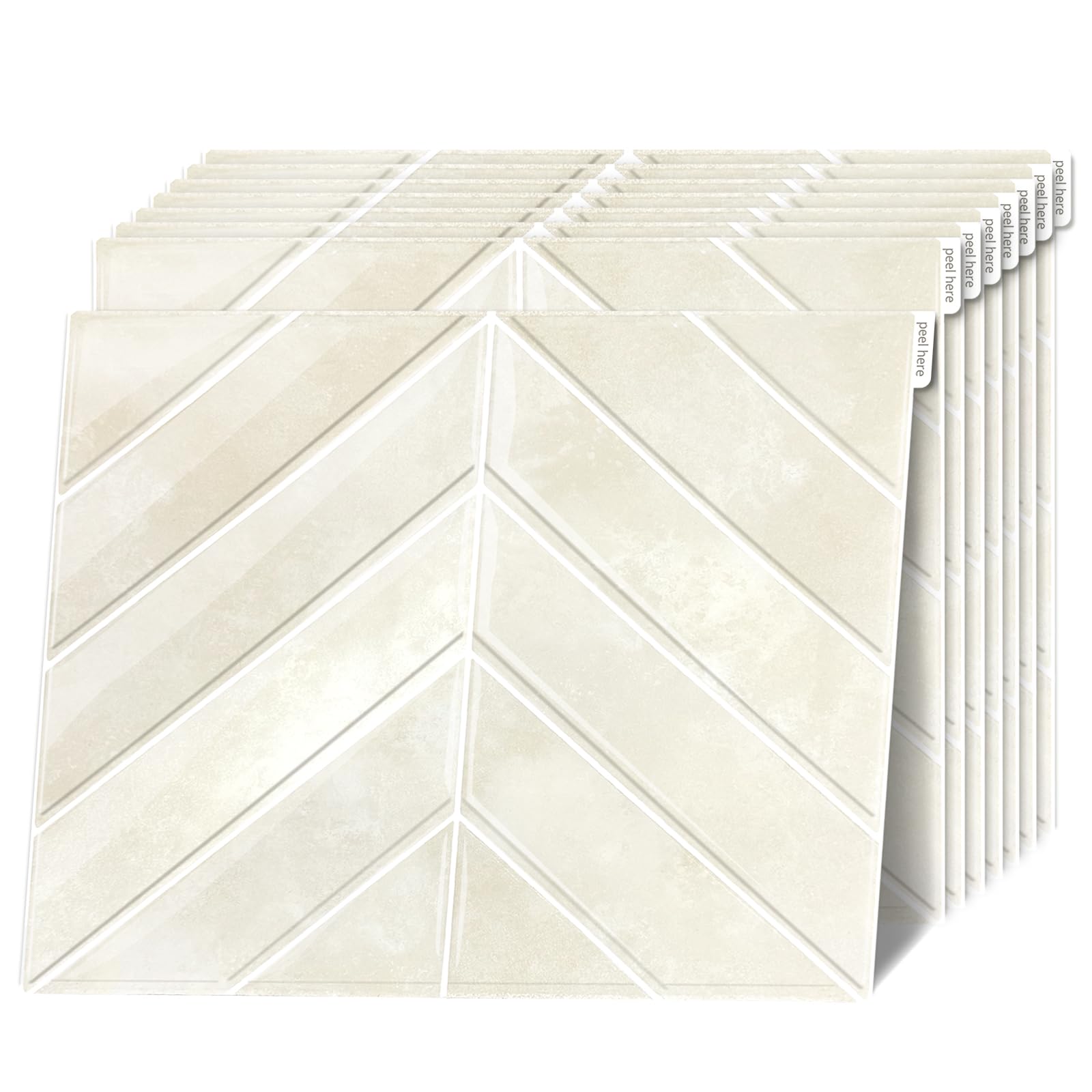 TFCIOD Stick on Tiles, Peel and Stick Wall Tiles, Herringbone, Beige