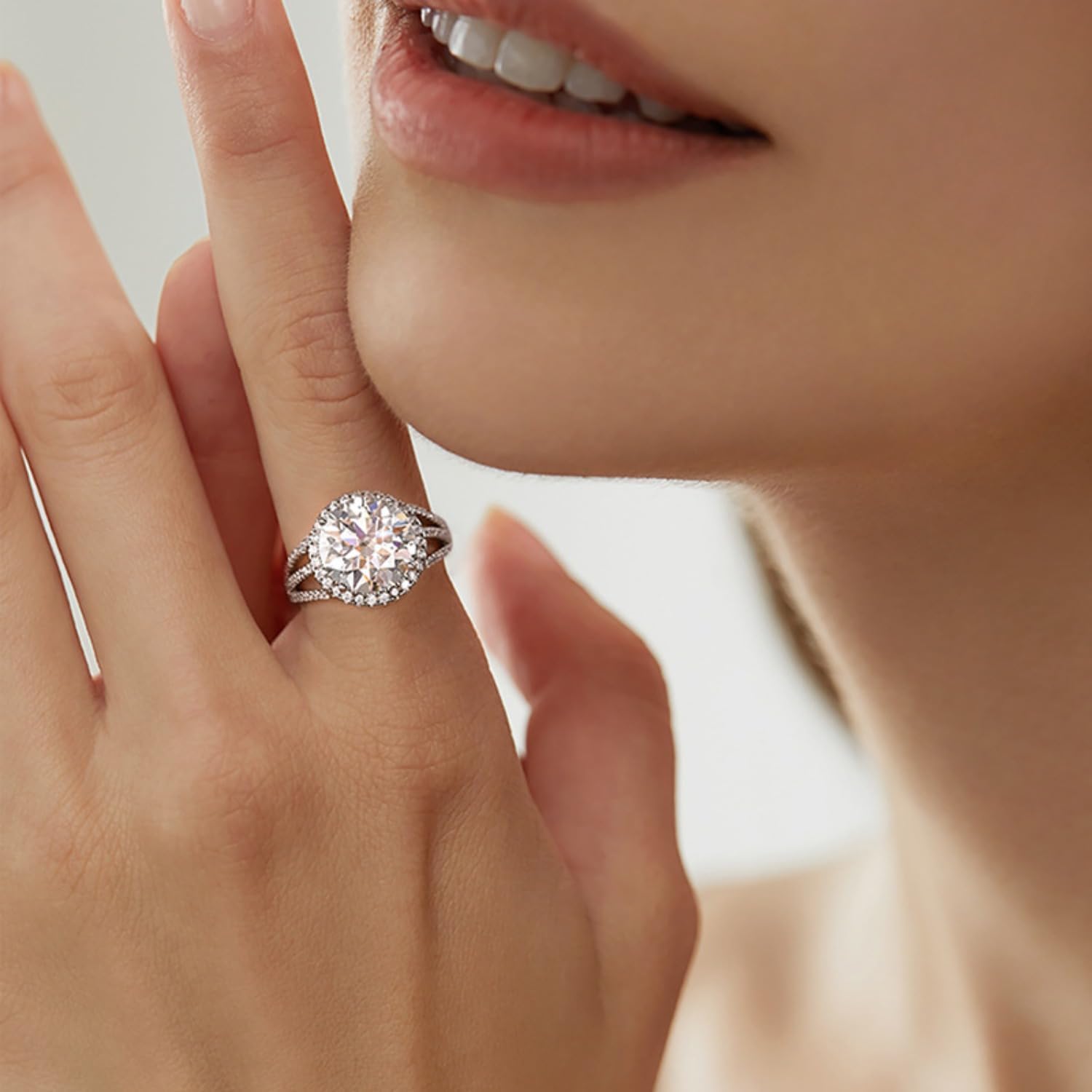 5ct Round Cut Moissanite Rings for Women D Color VVS1 Women Rings 925 Sterling Silver Rings Moissanite Engagement Rings with Certificate