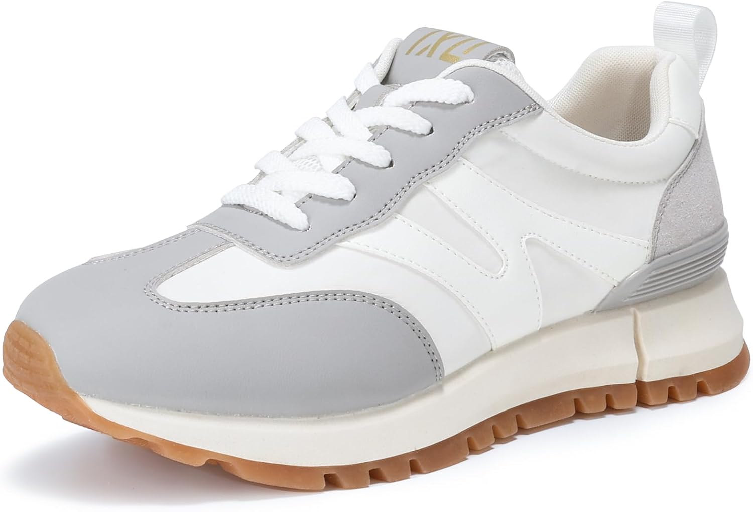 IXU Womens Sneakers Casual Lace-Up Walking Shoes for Women with Non-Slip Sole, Womens Fashion Sneakers Patchwork Designed, Breathable Lining for Tennis, Running, Daily Errands Stylish & Comfortable