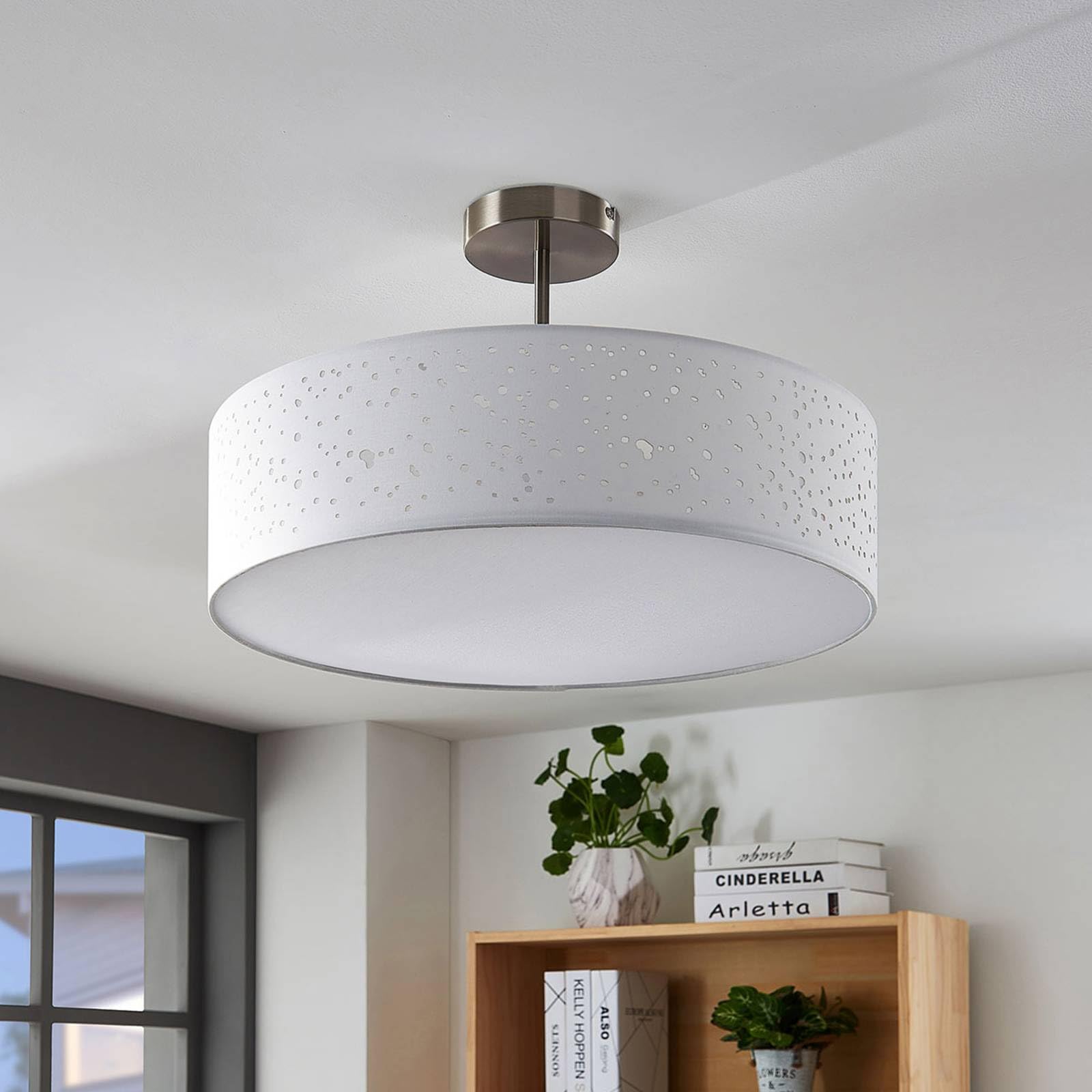 Lindby Plafoniera dimmerabile (Moderno) colore Bianco, in Tessuto ad es. Soggiorno & Sala da pranzo plafoniera tessuto lampada