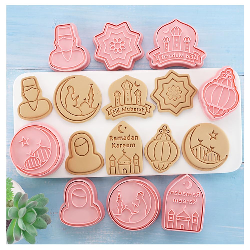 Eid Mubarak koekjessnijder, 8 stuks, Eid Mubarak koekjesvormpjes, koekjesvorm voor Eid Mubarak feestdecoratie, A Eid Mubarak koekjessnijder, 8 stuks, Eid Mubarak koekjesvormpjes, koekjesvorm voor Eid Mubarak feestdecoratie, A