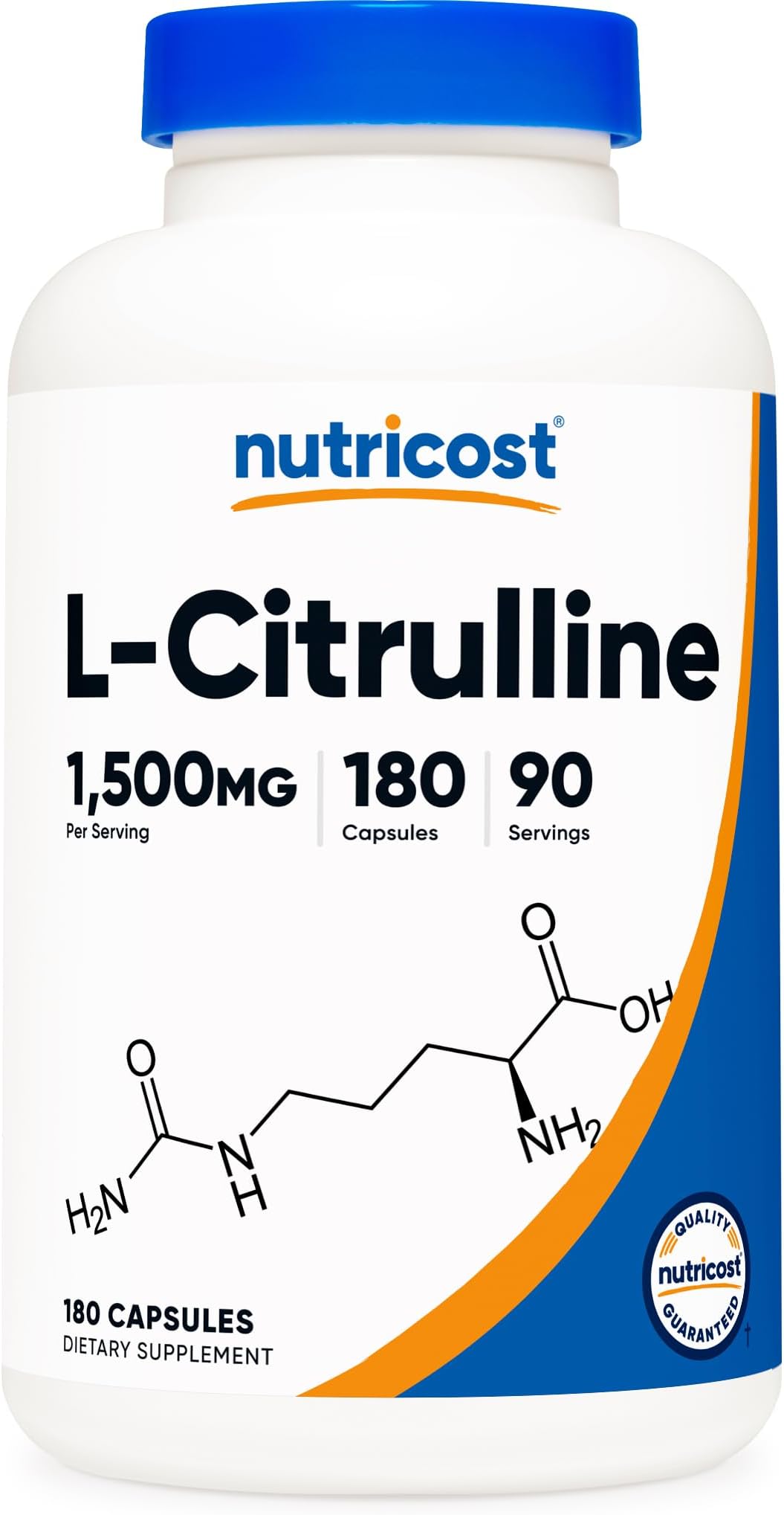 Nutricost L-Citrulline 1500mg, 180 Capsules - 750mg Per Capsule, Gluten Free, Non-GMO, Packaging May Vary