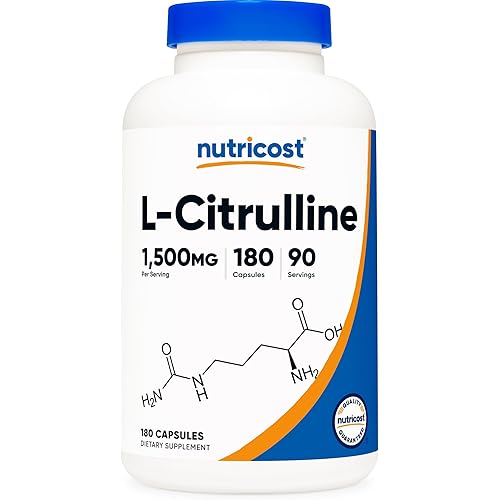 Nutricost L-Citrulline 1500mg, 180 Capsules - 750mg Per Capsule, Gluten Free, Non-GMO, Packaging May Vary