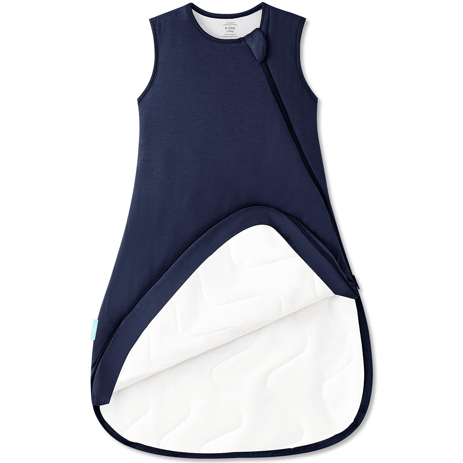 PurComfy Supersoft Sleep Sack 1.0 TOG, Premium Bamboo Viscose Baby Sleeping Bag 2-Way Zipper Sleep Sack Baby Wearable Blanket
