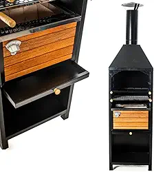 Churrasqueira de Parede Pré Moldada Moderna com Grelha Inox Abridor Garrafas e Suporte Nossa Kasa