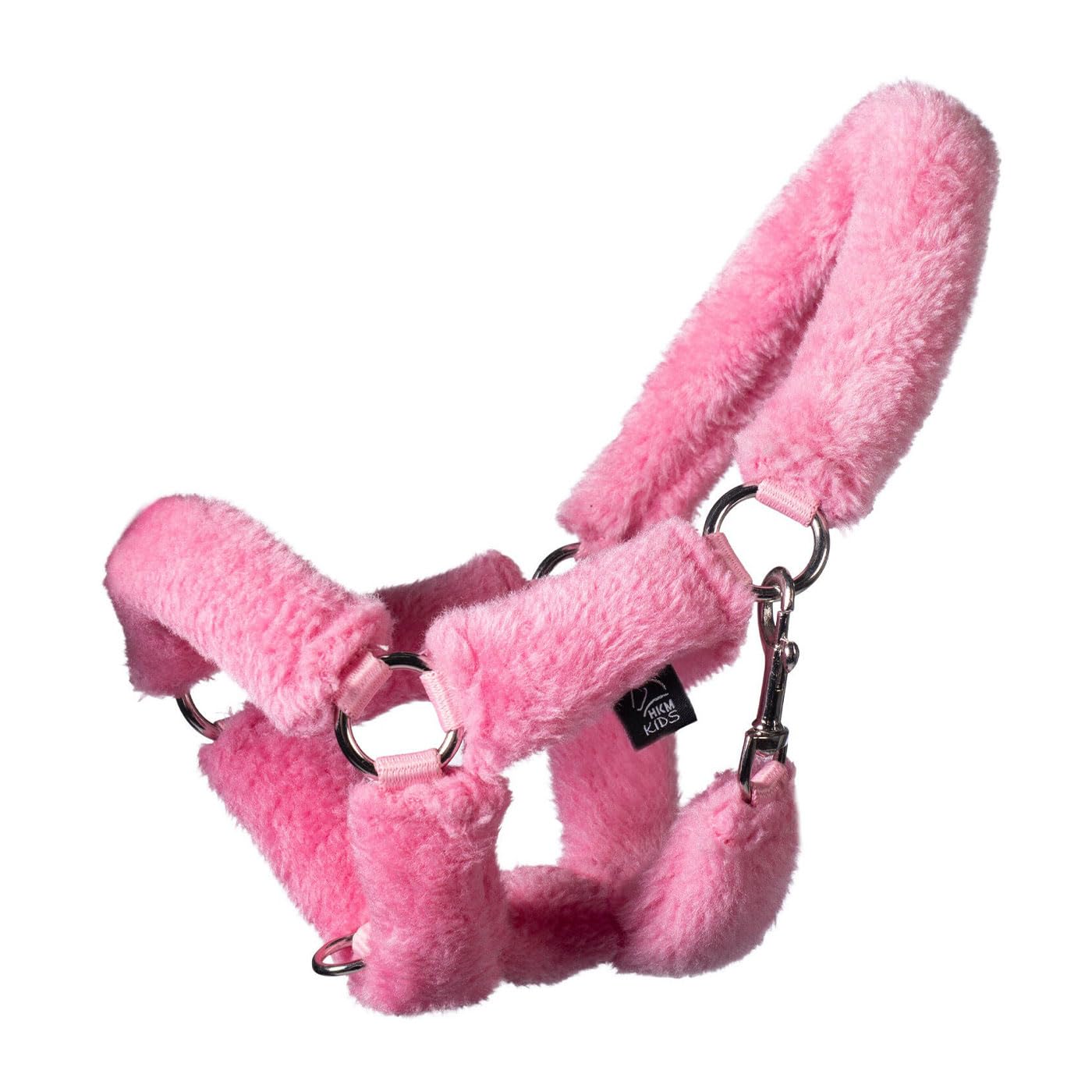 Cabezada rosa de peluche para renovar el look de tu caballo de juguete