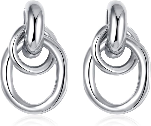 Trendy Gold Plated Knot Earrings for Women Chunky Statement Drop Dangle Earrings Lightweight Hypoallergenic Fashion Accessories Gold Jewelry Gifts for Womens 3