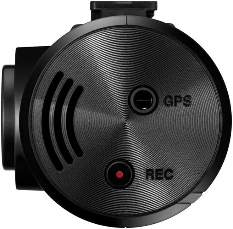 Side view of the THINKWARE F70 Dash Cam showing the REC button and MicroSD card slot.