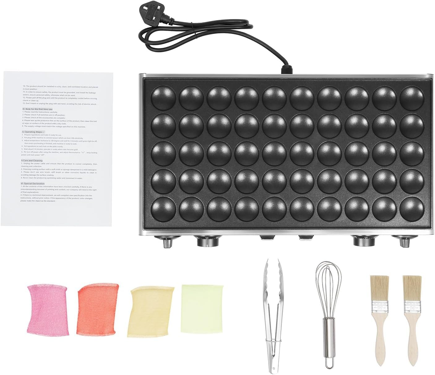 Máquina de Gofres 50 Huecos, Gofrera Eléctrica Antiadherente con Placas Giratorias 360°, Ideal para Sándwiches y Tortitas de Desayuno Familia, Brunch y Preparación de Comidas