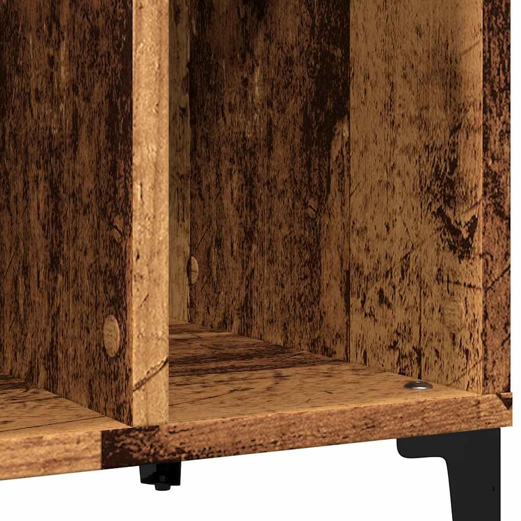 Armadio per dischi in vinile, effetto legno anticato, 100 x 38 x 48 cm, mobile basso con gambe in metallo, armadio in vinile vintage, per soggiorno e ufficio
