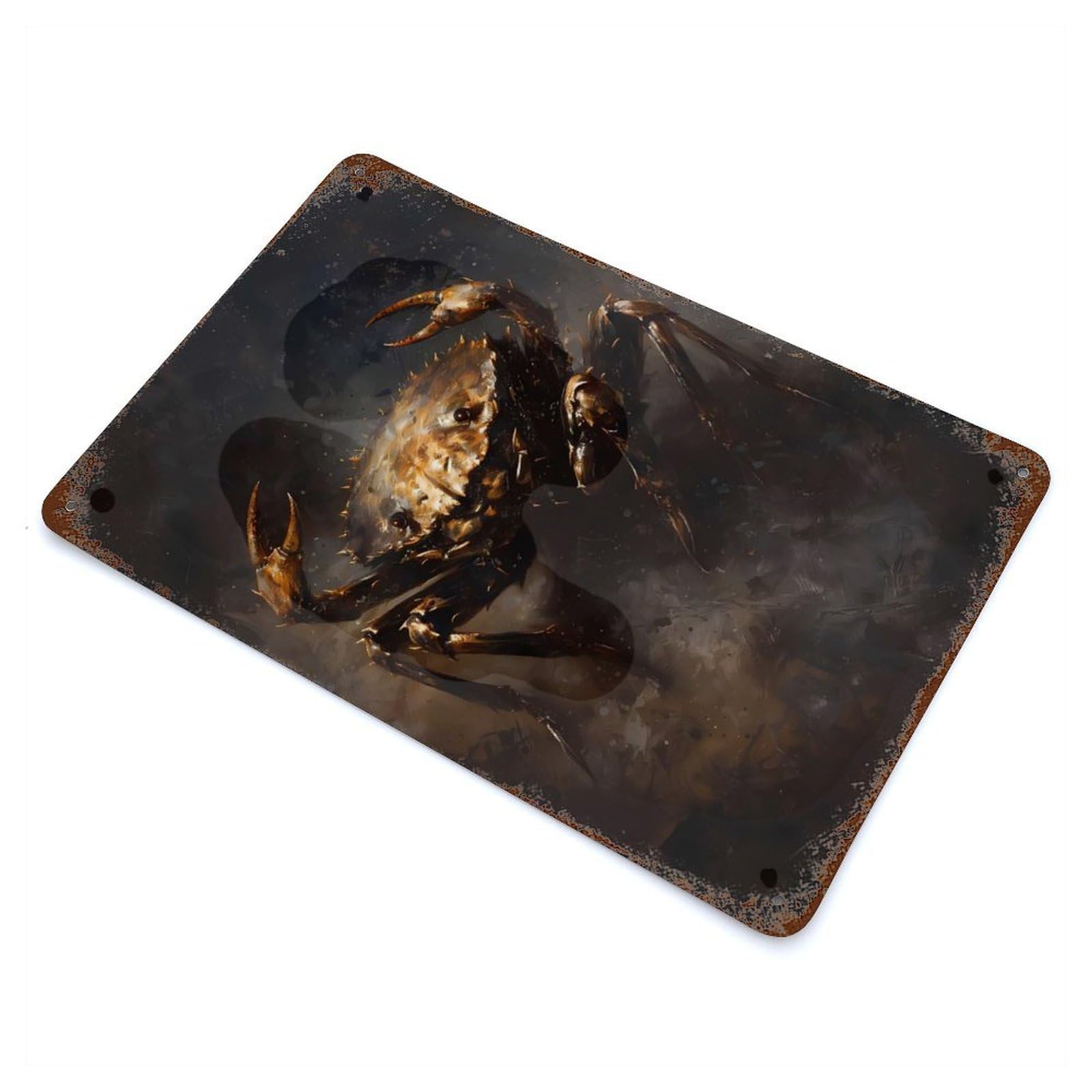 Crab Fairy Tale Characters Rusty Metal Tin Sign 11.8"x7.9", Industrial Home Decor for Garage, Pub Or Kitchen