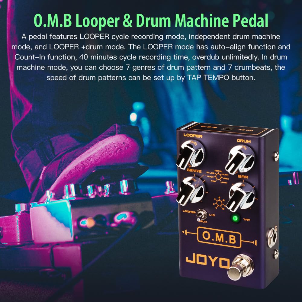JOYO Looper und Drum Machine Pedal für Cycle Recording und Drums für E-Gitarre (O.M.B R-06)